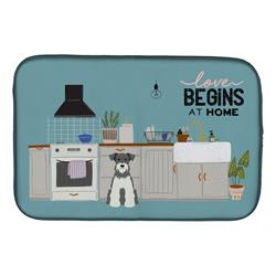 14 x 21 in. Salt & Pepper Miniature Schnauzer Kitchen Scene Dish Drying Mat