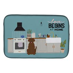 14 x 21 in. Chocolate Labrador Kitchen Scene Dish Drying Mat