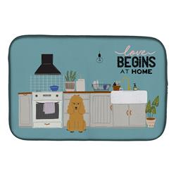 14 x 21 in. Tan Poodle Kitchen Scene Dish Drying Mat