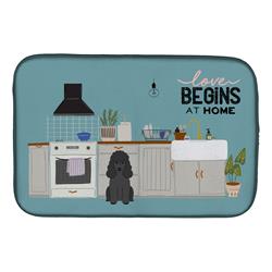 14 x 21 in. Black Poodle Kitchen Scene Dish Drying Mat
