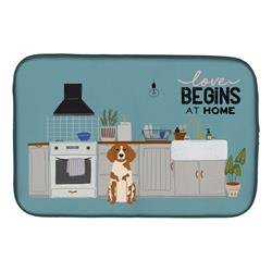 14 x 21 in. Brittany Spaniel Kitchen Scene Dish Drying Mat