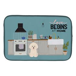 14 x 21 in. Bichon Frise Kitchen Scene Dish Drying Mat
