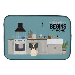 14 x 21 in. Black White Papillon Kitchen Scene Dish Drying Mat