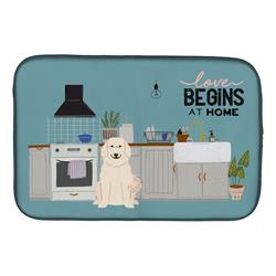 14 x 21 in. Great Pyrenese Kitchen Scene Dish Drying Mat