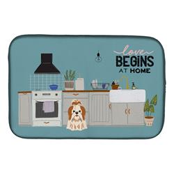 14 x 21 in. Red White Shih Tzu Kitchen Scene Dish Drying Mat