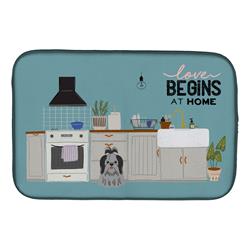 14 x 21 in. Black Silver Shih Tzu Kitchen Scene Dish Drying Mat