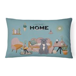 CK7891PW1216 12 x 3 x 16 in. Blue Staffordshire Bull Terrier Sweet Home Canvas Fabric Decorative Pillow