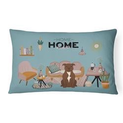 CK7893PW1216 12 x 3 x 16 in. Chocolate Staffordshire Bull Terrier Sweet Home Canvas Fabric Decorative Pillow