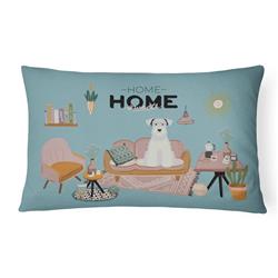 CK7898PW1216 12 x 3 x 16 in. White Miniature Schnauzer Sweet Home Canvas Fabric Decorative Pillow