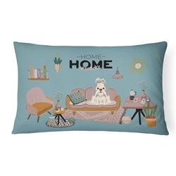 CK7930PW1216 12 x 3 x 16 in. Silver White Shih Tzu Sweet Home Canvas Fabric Decorative Pillow