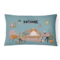 CK7948PW1216 12 x 3 x 16 in. Red White Pekingese Sweet Home Canvas Fabric Decorative Pillow
