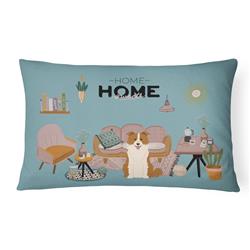 CK7964PW1216 12 x 3 x 16 in. Red White Border Collie Sweet Home Canvas Fabric Decorative Pillow