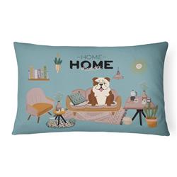 CK7966PW1216 12 x 3 x 16 in. Brindle White English Bulldog Sweet Home Canvas Fabric Decorative Pillow