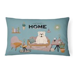 CK7968PW1216 12 x 3 x 16 in. White English Bulldog Sweet Home Canvas Fabric Decorative Pillow