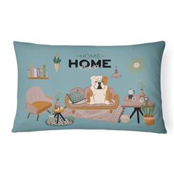 CK7970PW1216 12 x 3 x 16 in. Fawn White English Bulldog Sweet Home Canvas Fabric Decorative Pillow