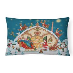 12 x 3 x 16 in. Santa Claus Loading the Sleigh Canvas Fabric Decorative Pillow