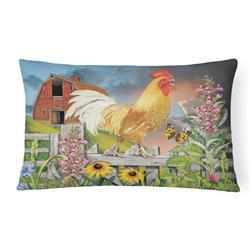 12 x 3 x 16 in. Yellow Rooster Greeting the Day Canvas Fabric Decorative Pillow