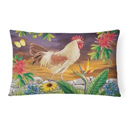 12 x 3 x 16 in. White Rooster Canvas Fabric Decorative Pillow