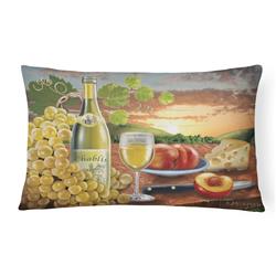 12 x 3 x 16 in. Chablis, Peach, Wine & Cheese Canvas Fabric Decorative Pillow