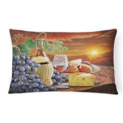 12 x 3 x 16 in. Chianti, Pears, Wine & Cheese Canvas Fabric Decorative Pillow