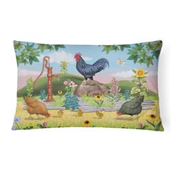 12 x 3 x 16 in. Rooster & Water Pump Canvas Fabric Decorative Pillow
