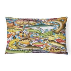 12 x 3 x 16 in. Fish of the Deep Canvas Fabric Decorative Pillow