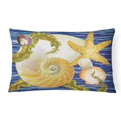 12 x 3 x 16 in. Cut Nautilus & Starfish Canvas Fabric Decorative Pillow