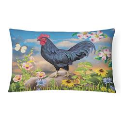 12 x 3 x 16 in. Black Rooster Canvas Fabric Decorative Pillow