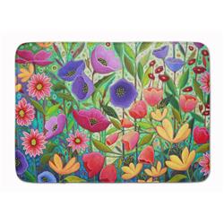 19 x 27 in. Enchanted Garden Flowers Machine Washable Memory Foam Mat