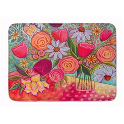 19 x 27 in. Polka Dots Flowers Machine Washable Memory Foam Mat