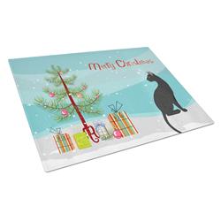 Pantherette Cat Merry Christmas Glass Cutting Board - Large