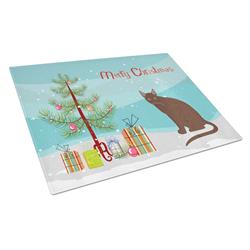 Raas Cat Merry Christmas Glass Cutting Board - Large