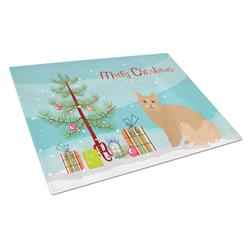 Selkirk Rex Cat Merry Christmas Glass Cutting Board - Large