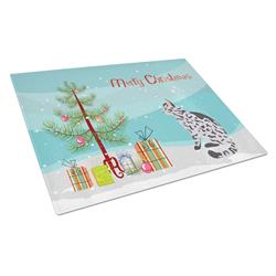 Serengeti Cat Merry Christmas Glass Cutting Board - Large