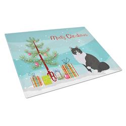 Siberian Forest Cat Merry Christmas Glass Cutting Board - Large