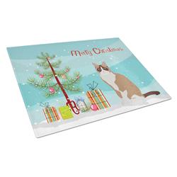 Snowshoe No.2 Cat Merry Christmas Glass Cutting Board - Large