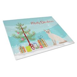 Tonkinese Cat Merry Christmas Glass Cutting Board - Large