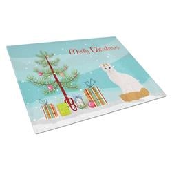 Turkish Van Cat Merry Christmas Glass Cutting Board - Large