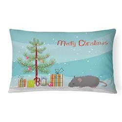 12 x 3 x 16 in. Australian Long Coated Mouse Merry Christmas Canvas Fabric Decorative Pillow