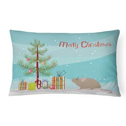 12 x 3 x 16 in. Grey Domestic Mouse Merry Christmas Canvas Fabric Decorative Pillow