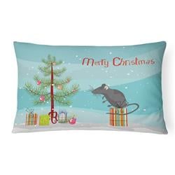 12 x 3 x 16 in. Satin Mouse Merry Christmas Canvas Fabric Decorative Pillow