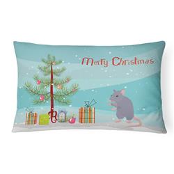 12 x 3 x 16 in. Blue Rat Merry Christmas Canvas Fabric Decorative Pillow
