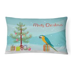 12 x 3 x 16 in. Macaw Merry Christmas Canvas Fabric Decorative Pillow
