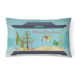 12 x 3 x 16 in. Butterfly Fish Merry Christmas Canvas Fabric Decorative Pillow
