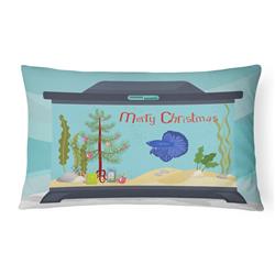 12 x 3 x 16 in. Delta Tail Betta Fish Merry Christmas Canvas Fabric Decorative Pillow