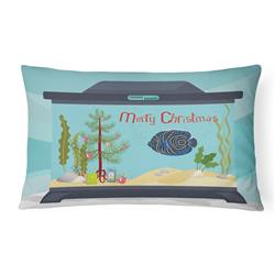 12 x 3 x 16 in. Emperor Angelfish Merry Christmas Canvas Fabric Decorative Pillow