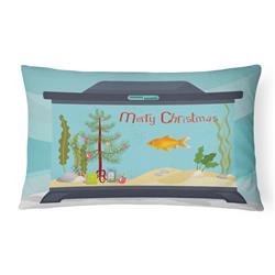 12 x 3 x 16 in. Goldfish Common Merry Christmas Canvas Fabric Decorative Pillow