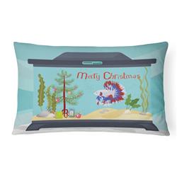 12 x 3 x 16 in. Comb Tail Betta Merry Christmas Canvas Fabric Decorative Pillow
