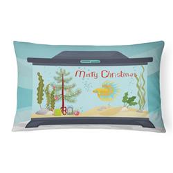 12 x 3 x 16 in. Crown Tail Betta Merry Christmas Canvas Fabric Decorative Pillow
