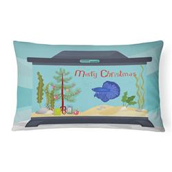 12 x 3 x 16 in. Super Delta Tail Betta Merry Christmas Canvas Fabric Decorative Pillow